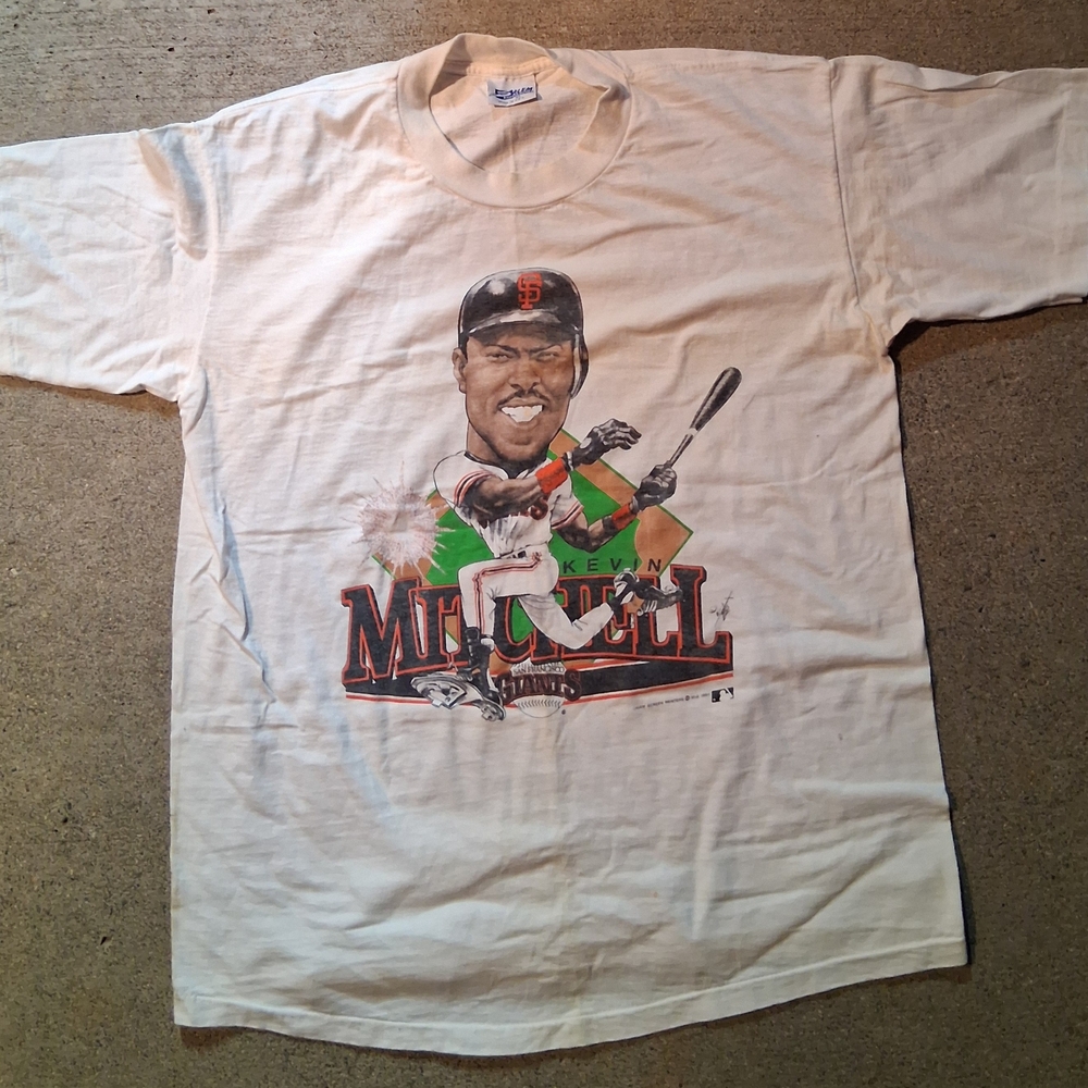 Vintage Giant Sf Graphic Baseball T-Shirt Made In Usa Salem Sportwear White Colo